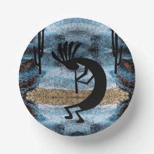 Bols En Carton Kokopelli Sud-Ouest Désert Mosaïque Bleu