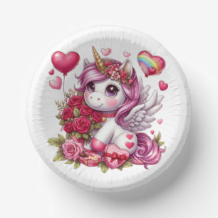 Bols En Carton La mignonne Saint Valentin licorne