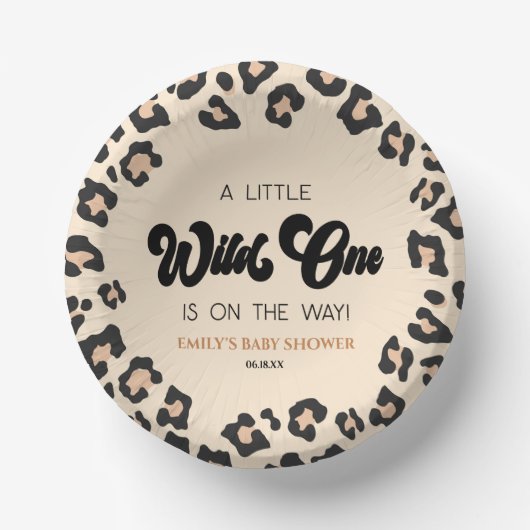 Bols En Carton Leopard Cheetah Imprimer un Baby shower sauvage (Recto)