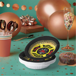 Bols En Carton Logo du service d'incendie Badge noir et jaune