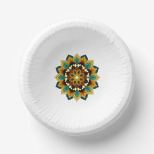 Bols En Carton Mandala Motif 2002 en plaque de papier jaune et ta