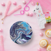 Bols En Carton Marbre bleu Fluid Art Anniversaire (Fête)