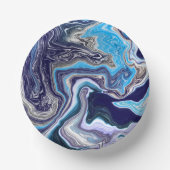 Bols En Carton Marbre bleu Fluid Art Anniversaire (Recto)