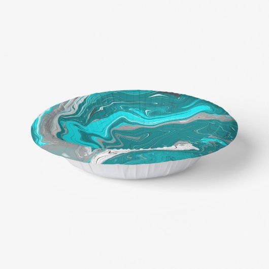 Bols En Carton Marbre bleu, Turquoise et turquoise Fluid Art (Angulaire)