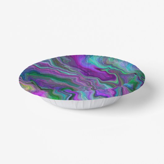 Bols En Carton Marbre violet, vert et bleu Fluid Art (Angulaire)