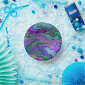 Bols En Carton Marbre violet, vert et bleu Fluid Art (Fête)