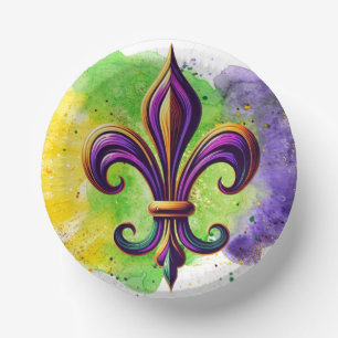 Bols En Carton Mardi Gras Fleur de lis coloré