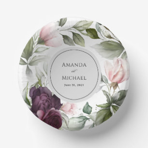 Bols En Carton Mariage de charme botanique rose et prune