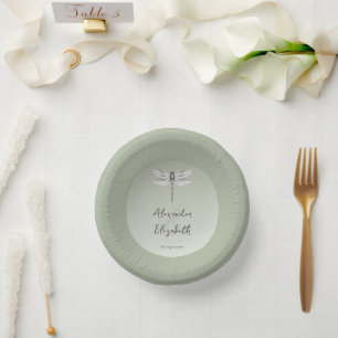 Bols En Carton Mariage de libellules de Sage Green