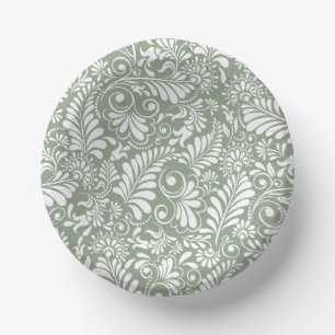 Bols En Carton Mariage Élégant Floral Vert Sauge Tourbillonnant O