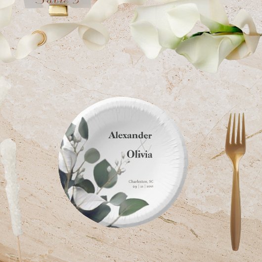 Bols En Carton Mariage Eucalyptus moderne