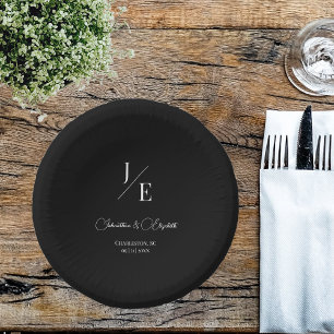 Bols En Carton Mariage monogramme minimal   Noir