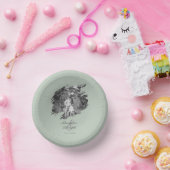 Bols En Carton Mariage photo moderne Brushstroke | Vert sage (Fête)