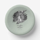 Bols En Carton Mariage photo moderne Brushstroke | Vert sage (Recto)