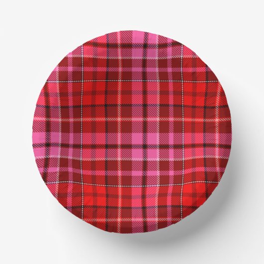 Bols En Carton Maroon Red Pink Plaid Tartan Design  (Recto)