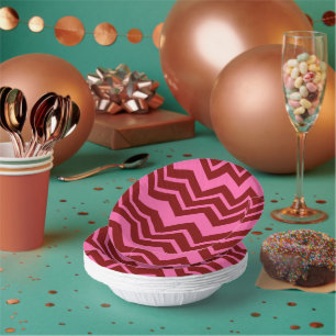 Bols En Carton Marron Rouge Rose Chevron Dessin Zigzag