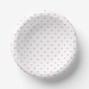 Bols En Carton Micro Hearts Rose Clair - Blanc