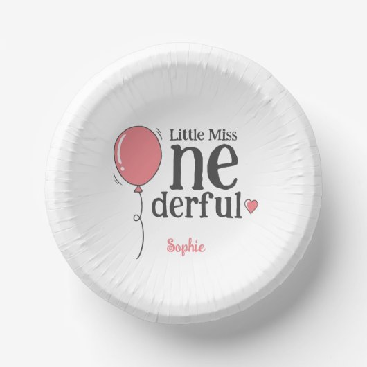 Bols En Carton Mignonne petit Miss Onederful Balloon rose (Recto)