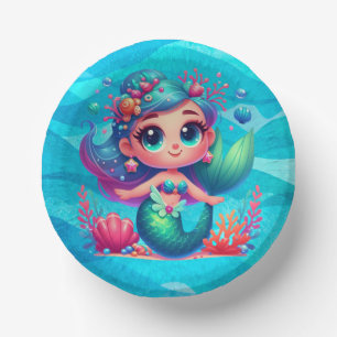 Bols En Carton Mignonne sirène sous-marine