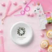 Bols En Carton Monogramme moderne Eucalyptus Mariage de couronne  (Fête)