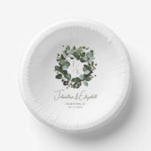 Bols En Carton Monogramme moderne Eucalyptus Mariage de couronne  (Recto)