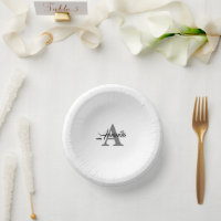 Monogramme Nom personnalisé initial Gris Blanc Élé