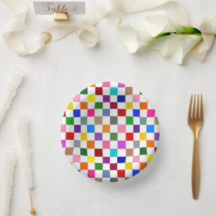Bols En Carton Motif à carreaux coloré blanc