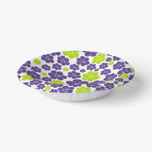 Bols En Carton Motif à fleurs en vert citron et violet (Angulaire)