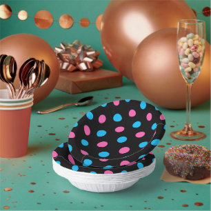 Bols En Carton Motif à pois bleu rose noir