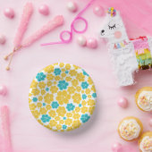 Bols En Carton Motif aux fleurs - Turquoise et Jaune (Fête)