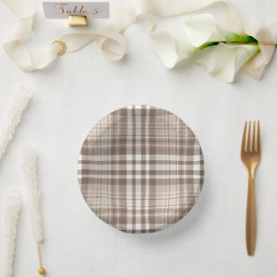 Bols En Carton Motif carreaux tartan ton terre neutre