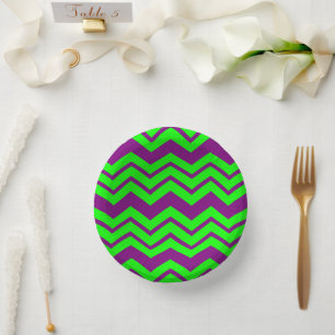 Bols En Carton Motif chevron zigzag vert violet 