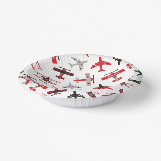 Bols En Carton Motif d'avion militaire 2ÈME GUERRE MONDIALE rouge (Angulaire)