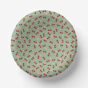 Bols En Carton Motif de cerises sur fond vert