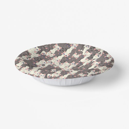 Bols En Carton Motif de chats blancs et gris (Angulaire)