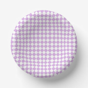 Bols En Carton Motif diamant à carreaux blanc violet