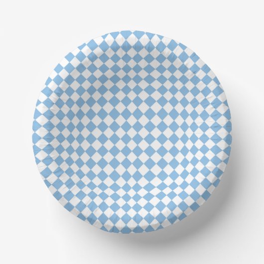 Bols En Carton Motif diamant de damier bleu et blanc (Recto)