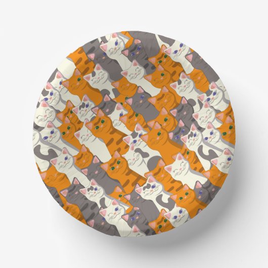 Bols En Carton Motif en diagonale du chat noir blanc gingembre (Recto)