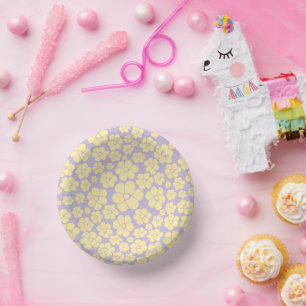 Bols En Carton Motif Fleur - Pastel Jaune et Violet