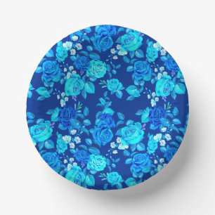 Bols En Carton Motif Fleurs Rose Bleue Classique-87600