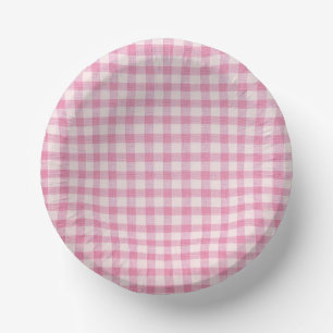 Bols En Carton Motif Gingham Rose Bébé