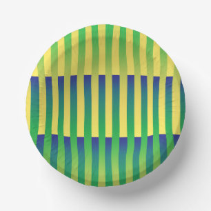 Bols En Carton Motif rayé vert jaune bleu