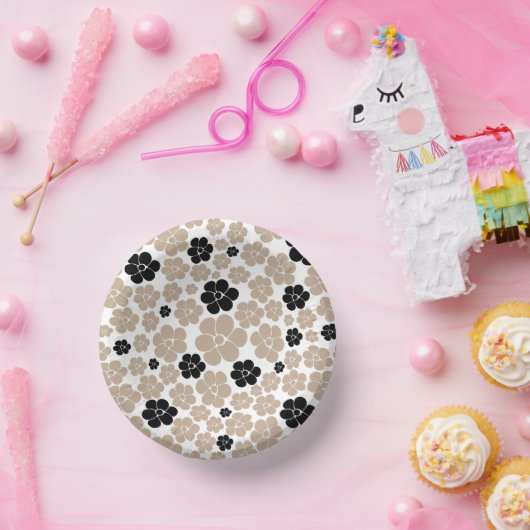 Bols En Carton Motif tendance en Taupe, noir et blanc (Fête)