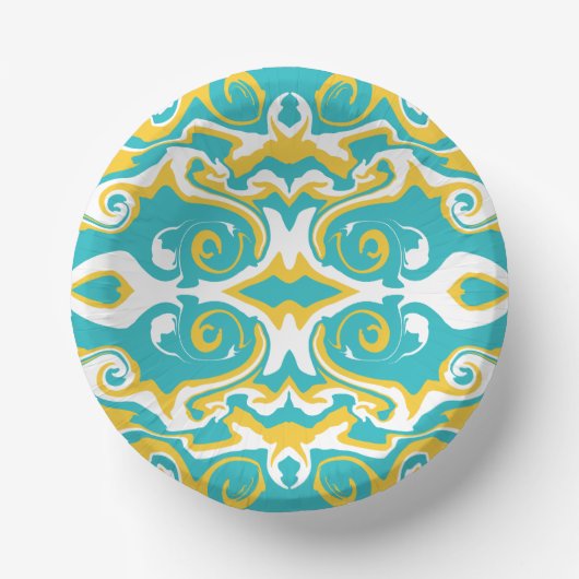 Bols En Carton Motif torride en Turquoise et Jaune (Recto)