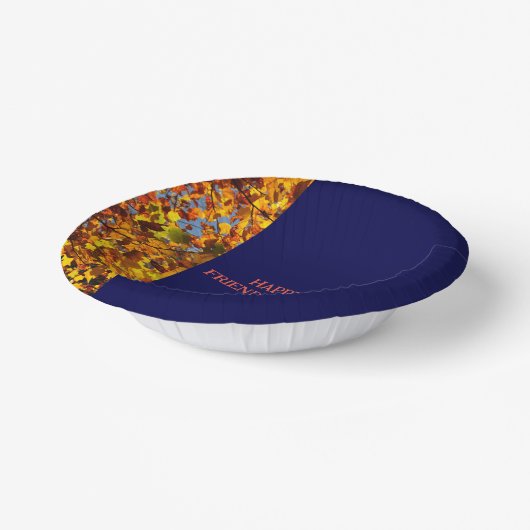 Bols En Carton Navy Blue & Feuilles Thanksgiving Friendsgiving (Angulaire)