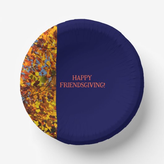 Bols En Carton Navy Blue & Feuilles Thanksgiving Friendsgiving (Recto)