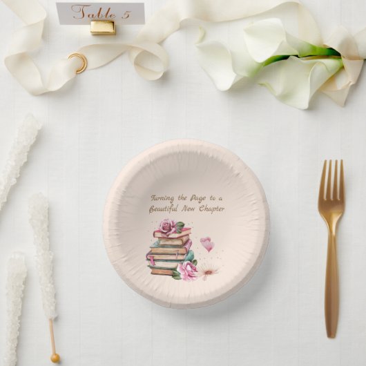 Bols En Carton New Chapter Begins Romantic Book Theme Floral (Mariage)