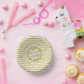 Bols En Carton Nom Joyeux Anniversaire Jaune Stripes Motif (Fête)