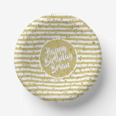 Bols En Carton Nom Joyeux Anniversaire Jaune Stripes Motif (Recto)