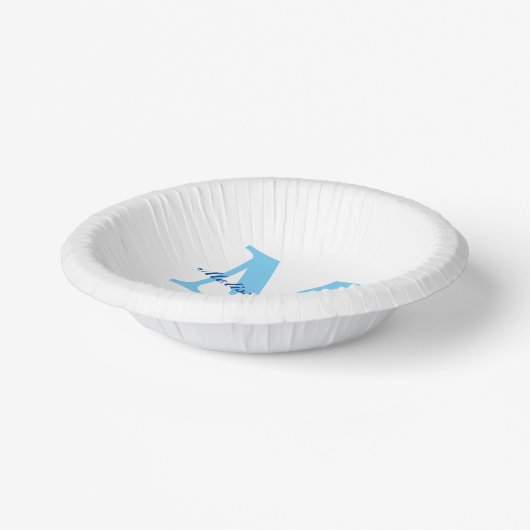 Bols En Carton Nom personnalisé Monogrammes Baby showers bleus An (Angulaire)
